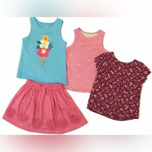 Girls 2T Summer Clothing Bundle 4PC Cat & Jack Gymboree Multicolor Tops Skirts